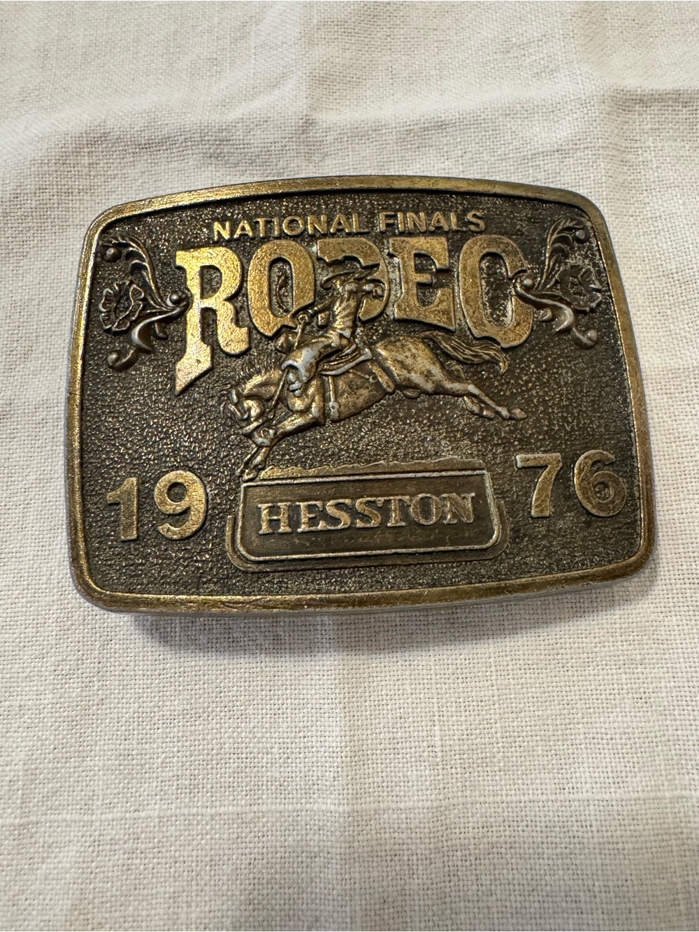 Vintage 1976 Hesston NFR National Finals Rodeo Bicentennial Belt Buckle PRCA